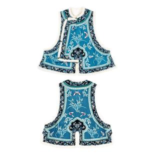 兰闺晓忆丨一城风絮丨秋冬真丝琵琶襟如意绣花保暖貂毛厚马夹坎肩