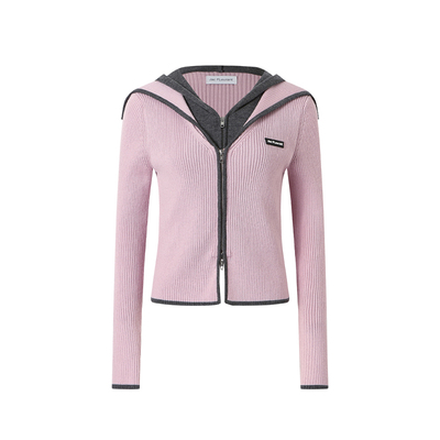 JAC FLEURANT【张靓颖同款】撞色海军领假两件拉链针织羊毛衫