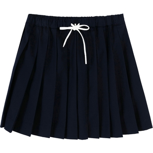 商场同款URLAZH有兰2025秋季新款藏青学院风系带百褶裙短款半身裙