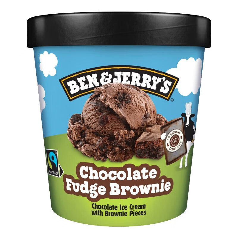英国进口本杰瑞冰淇淋ben&jerry's巧克力布朗尼冰激凌465ML/桶