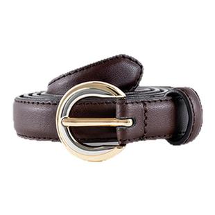DENTS女士复古棕法式简约牛皮细腰带真皮皮带9-2001礼盒装