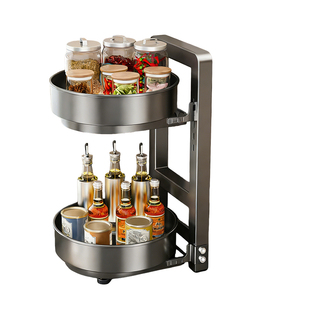 调料用品置物架厨房墙角旋转调料品收纳盒转角台面多功能托盘家用
