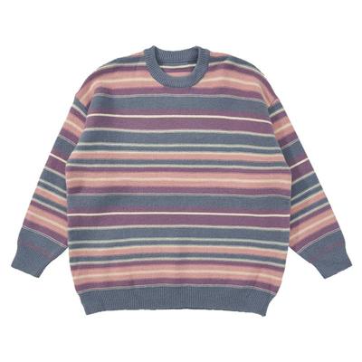 MENTMATE24AW蓝绿细条纹毛衣