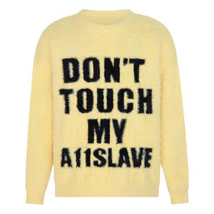 A11SLAVE马海毛字母标语高级感宽松毛衣男女秋冬厚实针织情侣上衣