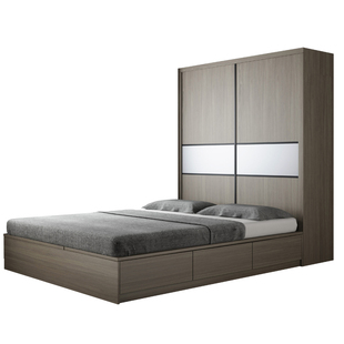 实木多层板榻榻米衣柜床一体小户型多功能1.35m储物1.2米儿童床