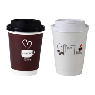 咖啡杯子一次性咖啡纸杯带盖商用外卖打包加厚奶茶热饮杯LOGO定制