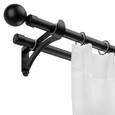 致尚窗帘杆罗马杆黑铝合金单双杆