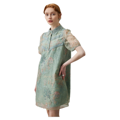 dfvc重工刺绣连衣裙女夏季