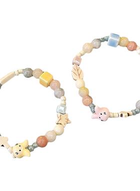 情侣小清新彩色陶瓷猫咪手链闺蜜