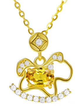 宫里上新黄水晶小木马项链