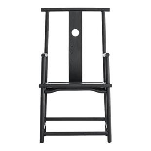 叁几 新中式主人椅 侘寂风黑色圈椅实木靠背椅子舒服久坐榆木泡茶