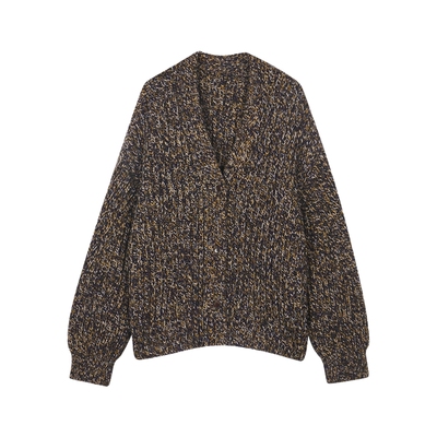 LESS绵羊毛v领针织开衫女设计感古典复古厚款上衣2O9313890