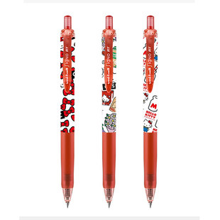 日本uni三菱UMN105按动式中性笔凯蒂猫日系学生用划重点做笔记速干红色水笔大容量可换替芯书写笔记高颜值