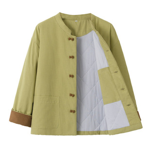 民族风女装薄款棉花棉袄女青年外套休闲棉衣中式立领外穿宽松棉服