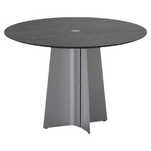 出乎生活艾里圆桌实木餐桌现代简约小户型家用侘寂黑色复古桌子