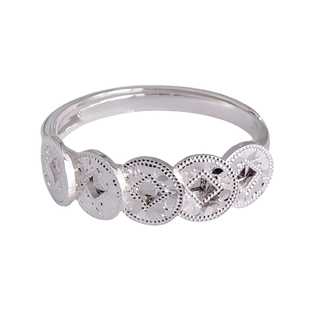 巷银里[碎冰五帝钱]9999纯银招财戒指女轻奢小众足银转运铜钱指环