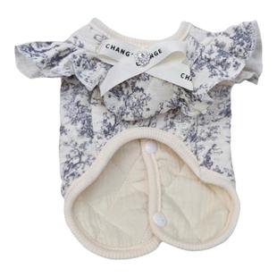 宠物猫咪狗狗秋冬纯棉衣法式复古飞袖马甲家居服泰迪保暖背心开衫