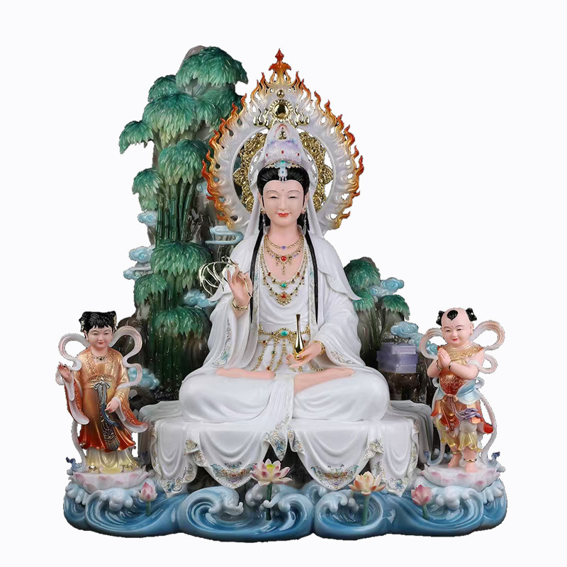 紫竹林自在观音菩萨佛像摆件