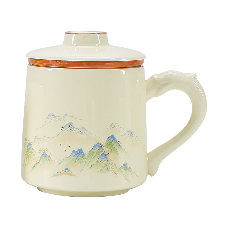 高档礼盒陶瓷个人茶水分离杯泡茶茶杯