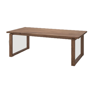 北欧实木餐桌胡桃木原木大板长方形办公会议桌黑胡桃色书桌电脑桌