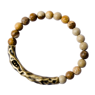 原创复古图画石手链女 文艺质朴民族风小石珠子手串 国潮珠串饰品