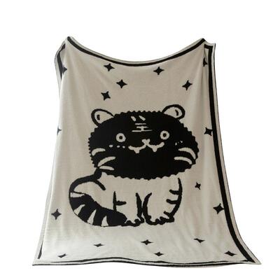 Uncle Bomb设计师风双面大呆虎半边绒针织沙发毯子办公室午休毯