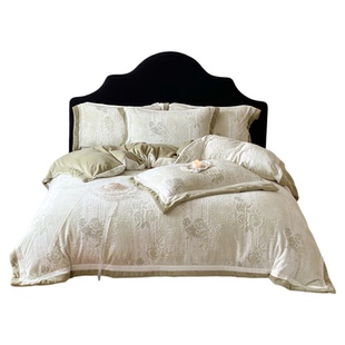 LANSWAY秋冬雕花暖绒四件套保暖牛奶绒被套1米8床单床上用品