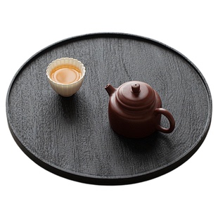 手作日式柚木/榆木茶盘家用实木托盘水果收纳盘圆形小型干泡茶台