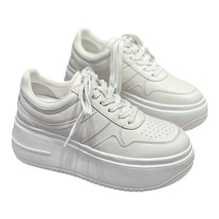 欧货ido小白鞋女2024新款爆款真皮厚底6CM增高松糕鞋女小个子轻便