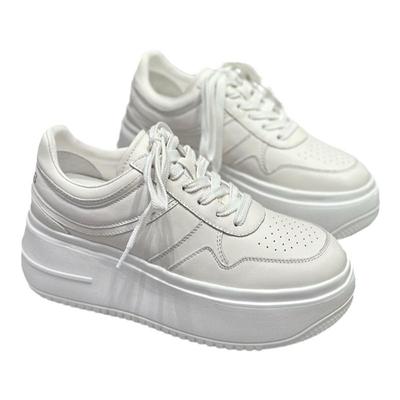 IDO24秋款真皮厚底小白鞋女松糕