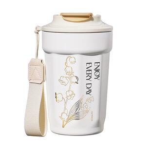 卡罗特保温杯外带咖啡杯女高颜值便携不锈钢水杯陶瓷覆层保冷杯子