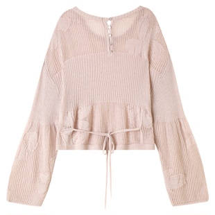 SNIDEL2025秋冬新品气质圆领镂空钩花针织衫上衣含内搭SWNT254304