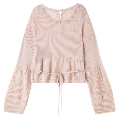 SNIDEL2025秋冬新品气质圆领镂空钩花针织衫上衣含内搭SWNT254304