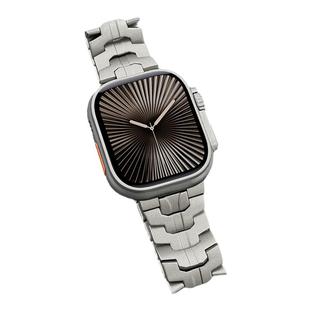 适用AppleWatch钢铁侠实心表带苹果手表S11/10不锈钢钛金属表带iwatchS9新款小众商务钢表带ultra/8/7/SE男女