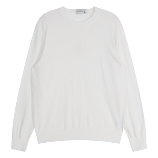 MCCEVTG意式圆领羊毛纯色毛衣男保暖黑色休闲长袖针织衫打底冬季