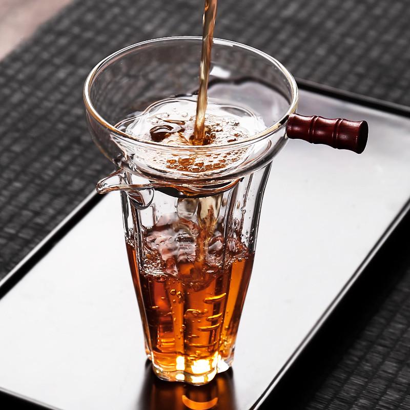 文竹隔热玻璃茶漏茶叶过滤器泡茶滤器公道杯茶隔滤网功夫茶具配件