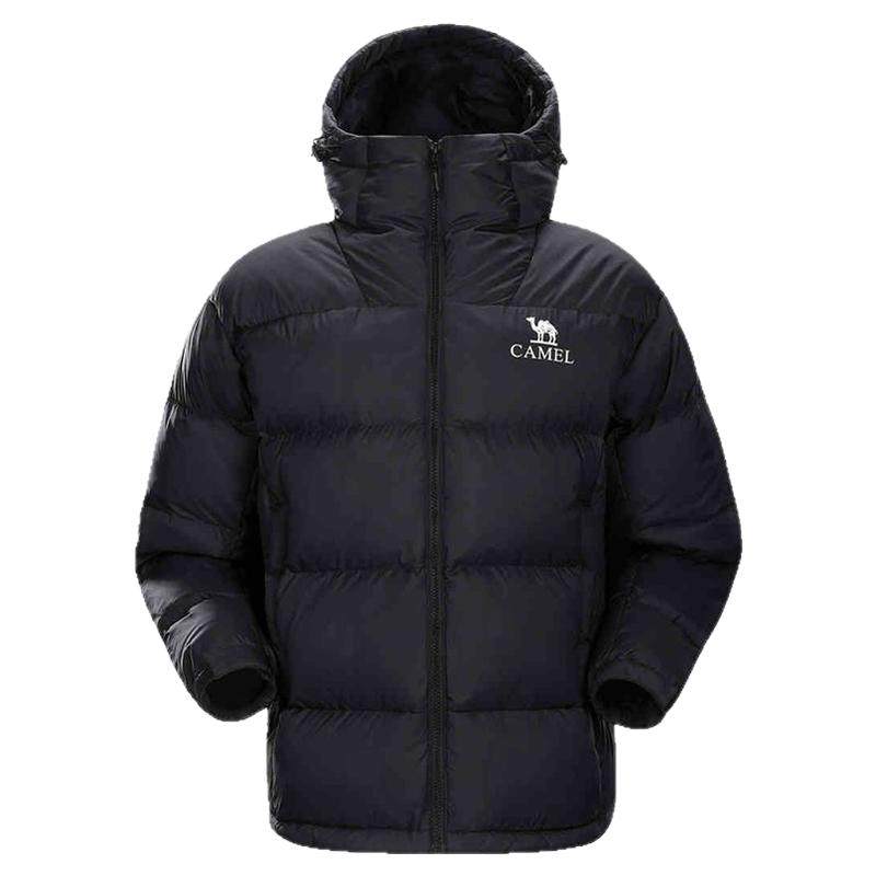 骆驼黑钻5 男装羽绒服防风拒水面包防寒服时尚连帽短款外套秋冬男