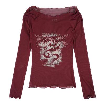 XXBUNI jazz辣妹性感上衣女红色网纱吊带两件套+黑色重工工装裤女