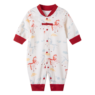 考拉蒂尔 宝宝纯棉连体衣春秋季80码婴儿衣服新生儿中国风哈衣