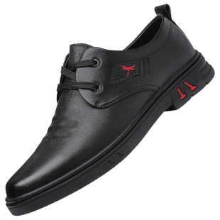 红蜻蜓男鞋冬季鞋子软皮软底男士休闲商务正装皮鞋男真皮牛皮加绒