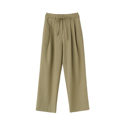 【胡可推荐】GENERAL IDEA极简主义橄榄绿宽松绑绳直筒长裤1501