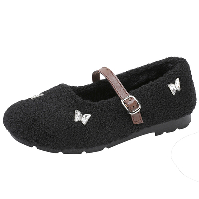 加绒保暖毛毛鞋防滑软底玛丽珍鞋