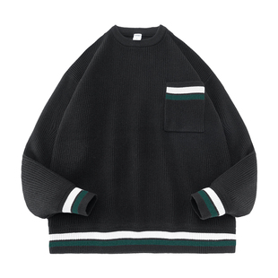 BENPANDA 【毛衣清仓】秋冬条纹毛衣男女情侣宽松打底衫针织衫