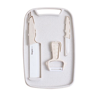 拜格陶瓷辅食刀具套装陶瓷小菜刀菜板二合一家用婴儿宝宝专用工具