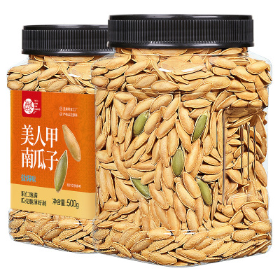 每果时光新疆美人甲南瓜子500g罐