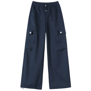 美式工装裤女秋冬季登山小个子加绒加厚束脚保暖阔腿直筒运动棉裤