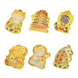 密密主文创塔喵徽章应县木塔烤漆纪念品背包创意金属胸针别针