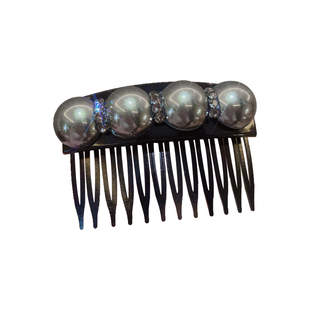 法式复古珍珠水钻发梳发夹女高端刘海夹前额碎发整理插梳一字边夹