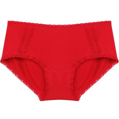 红色结婚80支莫代尔蕾丝女士内裤