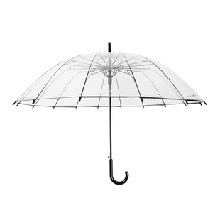 16骨透明雨伞女自动长柄大号学生双人加大加厚结实白色折叠定制伞